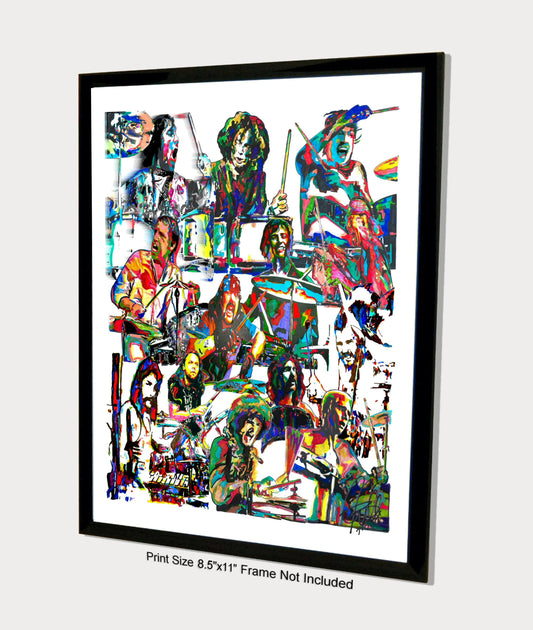 Drummers John Bonham Buddy Rich Keith Moon Ringo Music Poster Print 8.5x11