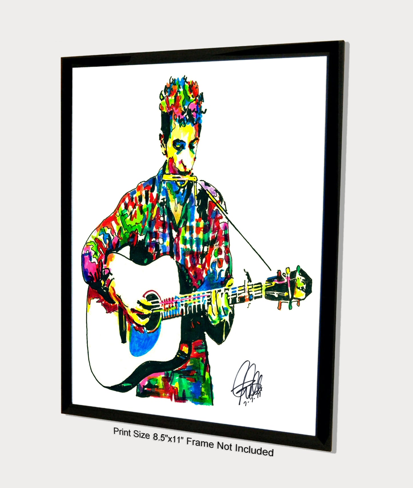 Bob Dylan Guitar Folk Rock Music Poster Print Wall Art 8.5x11
