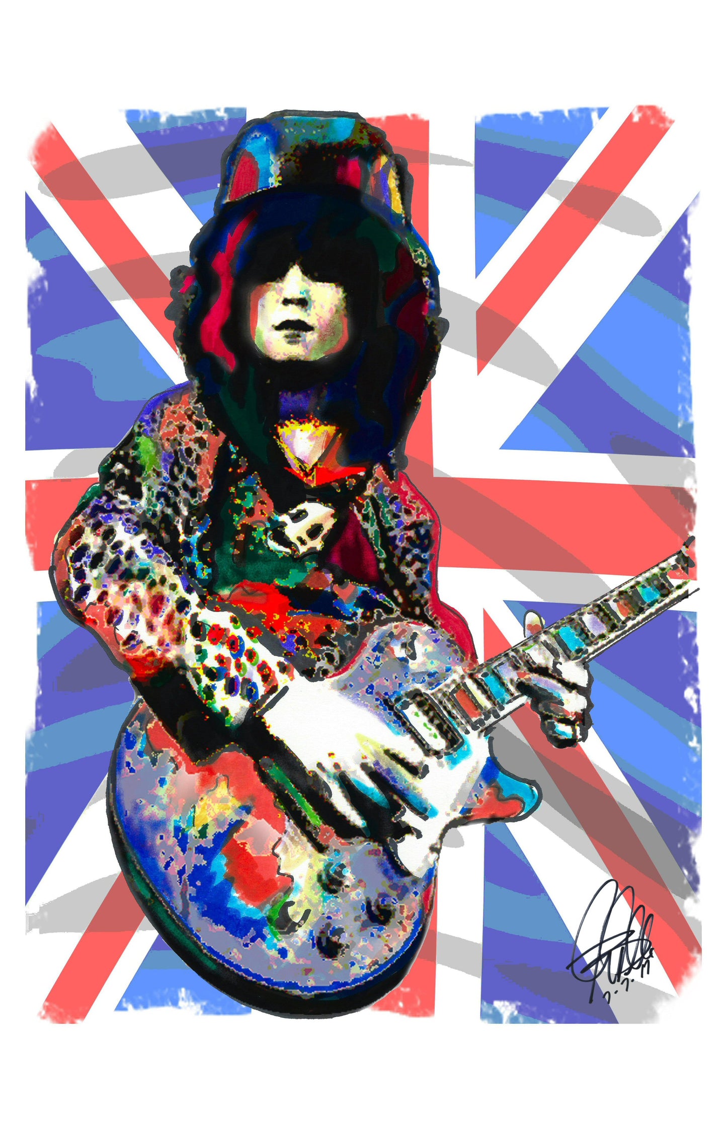 Marc Bolan T Rex Guitar Rock Music Poster Print Wall Art 11x17