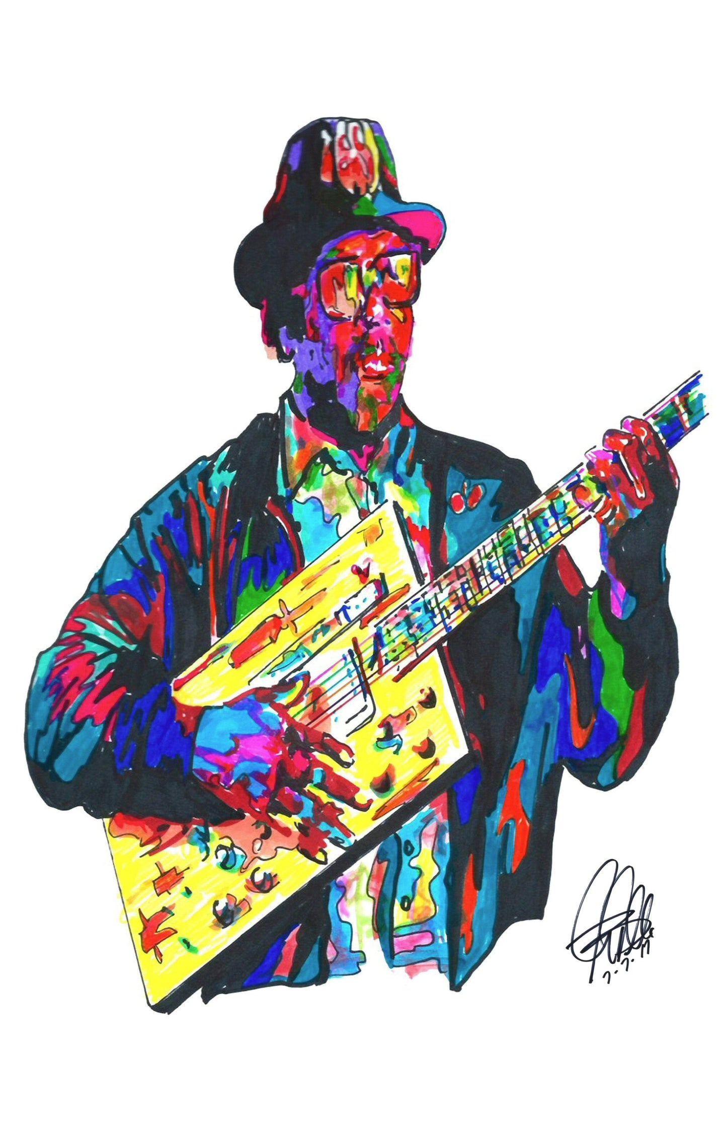 Bo Diddley Guitar Chicago Blues Music Poster Print Wall Art 11x17