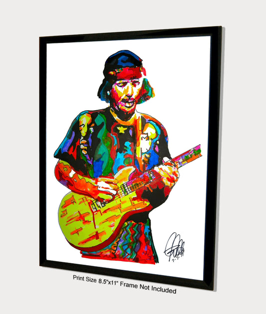 Carlos Santana Guitar Rock Music Print Poster Wall Art 8.5x11