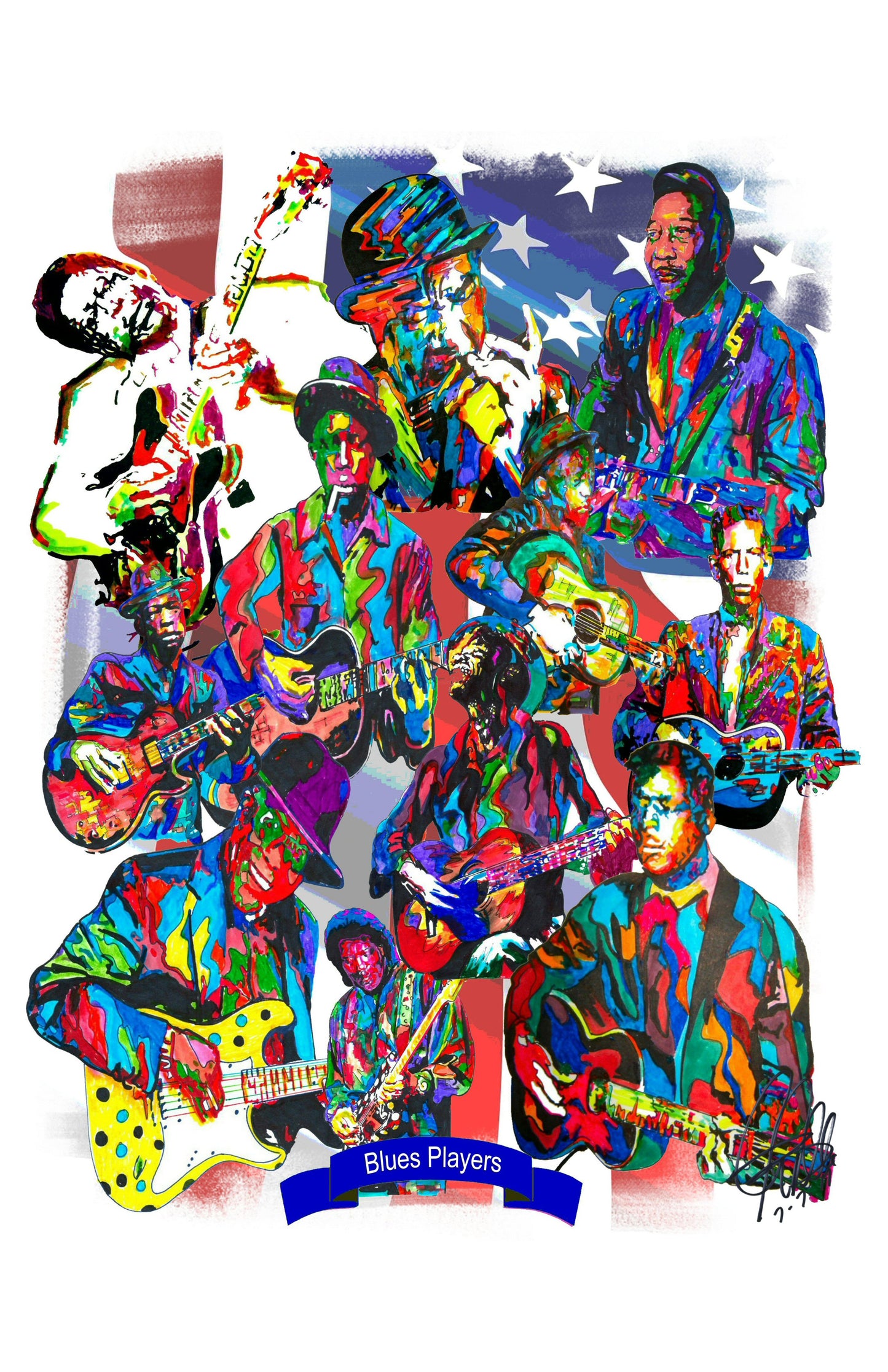 Blues Players BB King Robert Johnson Music Print Poster Wall Art 11x17