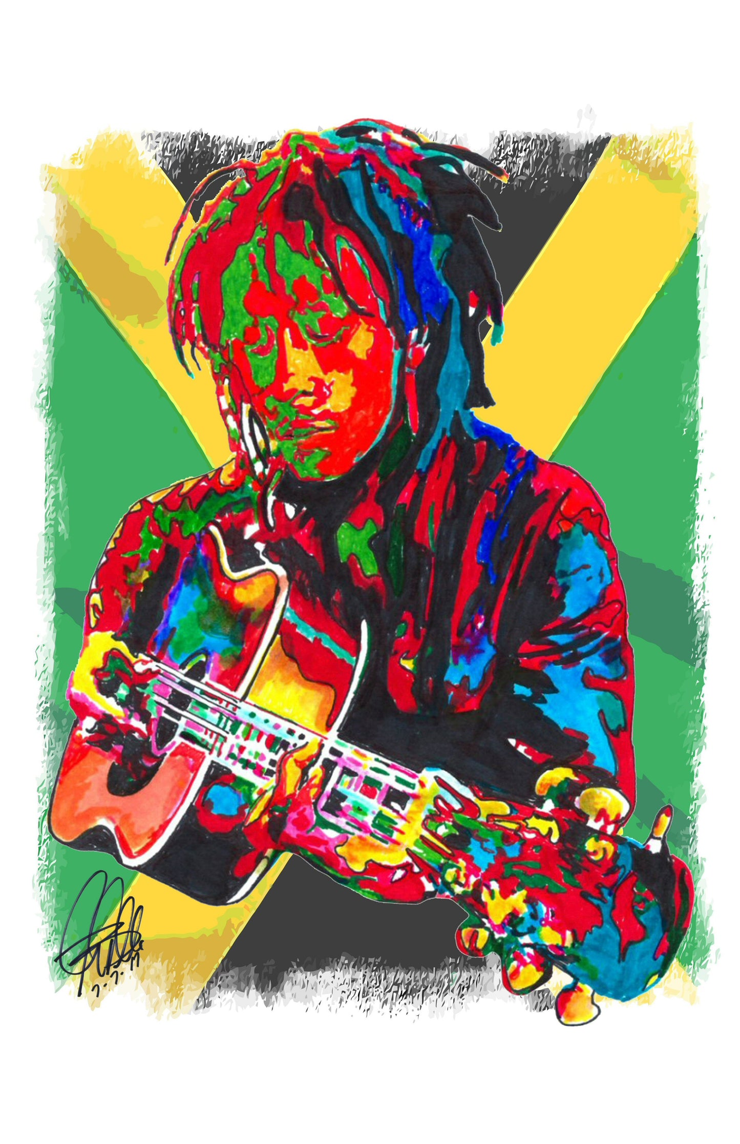 Bob Marley The Wailers Guitar Reggae Music Poster Print Wall Art 11x17