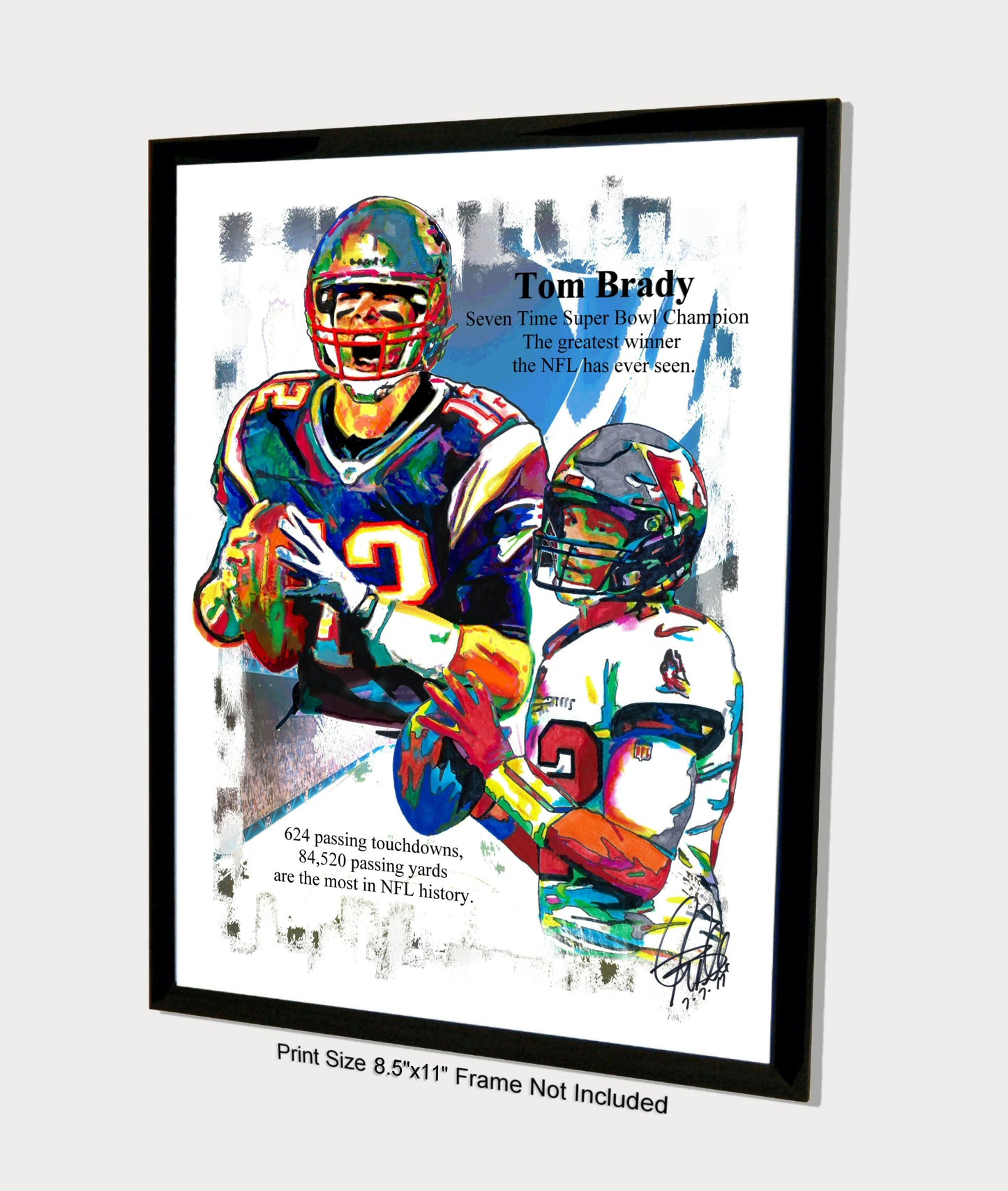 Tom Brady Buccaneers Patriots QB Football Poster Print Wall Art 8.5x11
