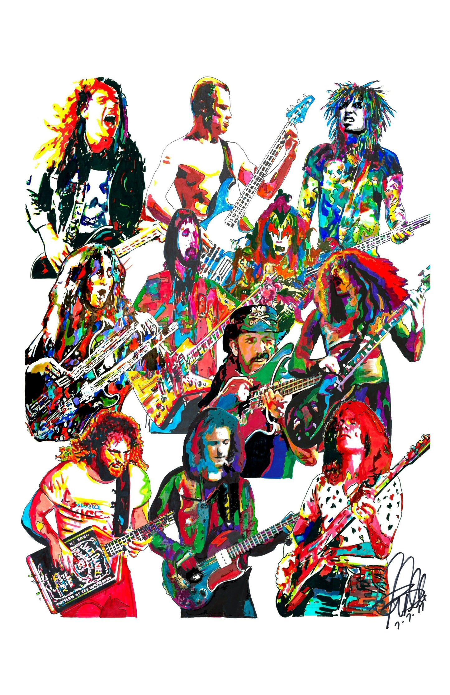 Bass Players Entwistle Flea Lemmy Sixx Rock Music Poster Print Wall Art 11x17