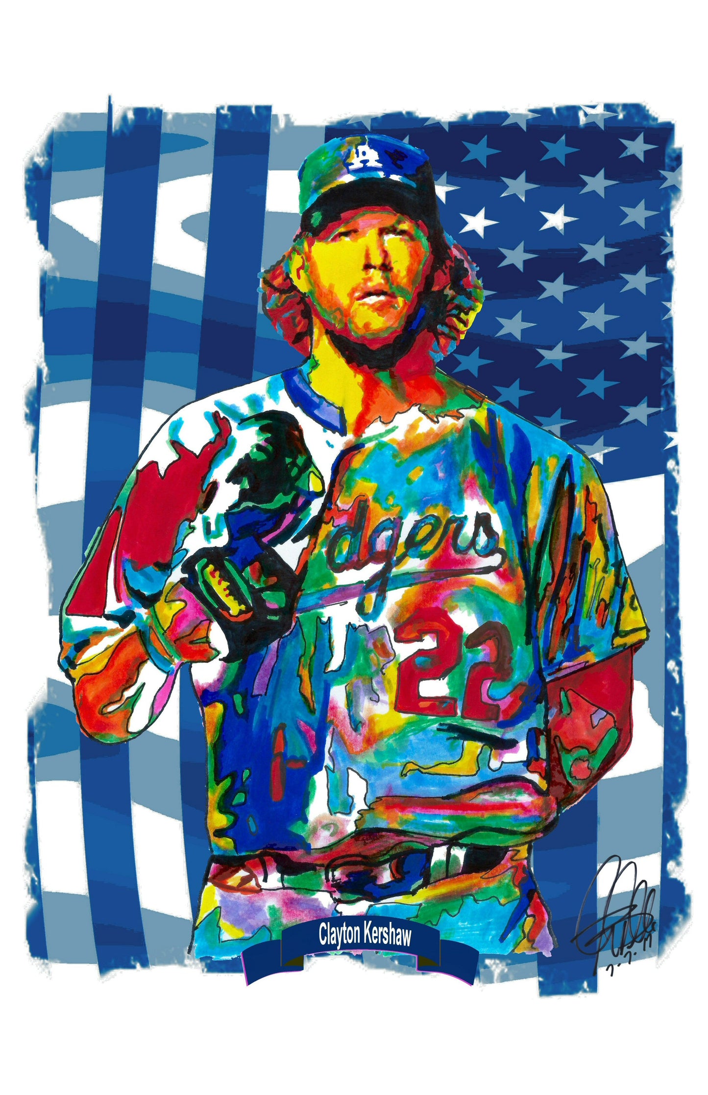Clayton Kershaw Los Angeles Dodgers Baseball Poster Print Wall Art 11x17