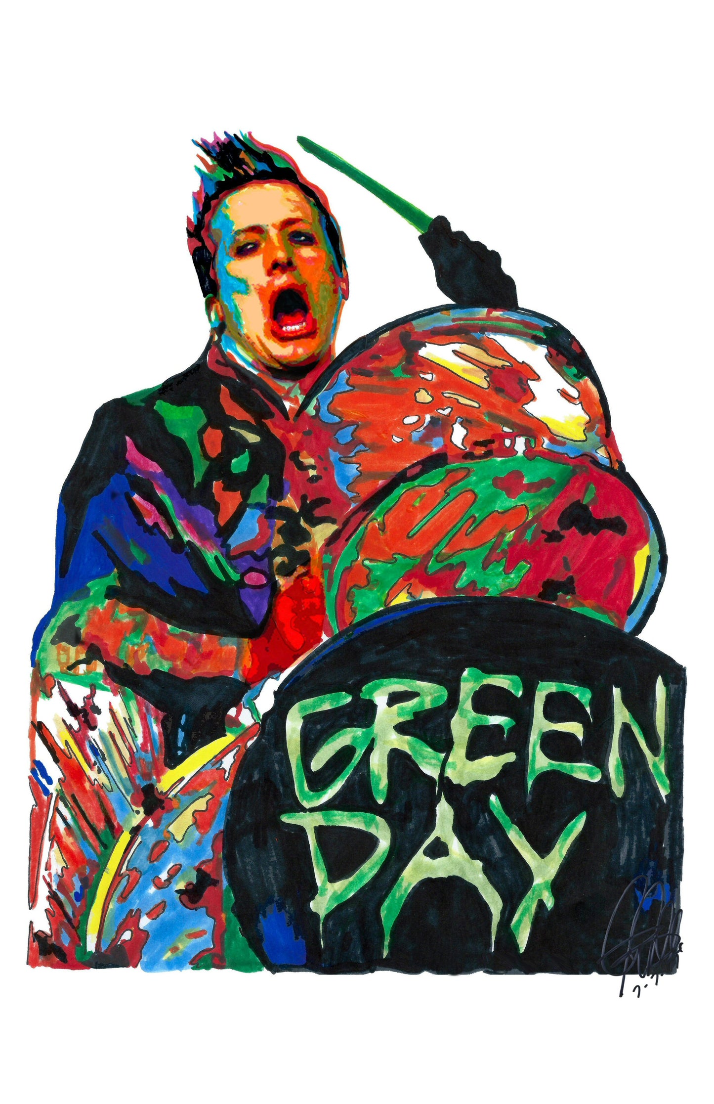 Tre Cool Green Day Drums Punk Rock Music Poster Print Wall Art 11x17
