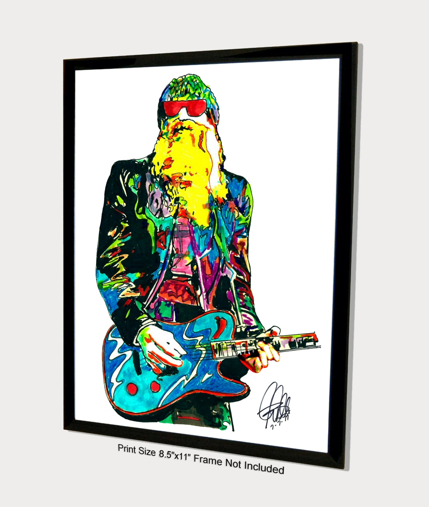 Billy Gibbons ZZ Top Guitar Rock Music Poster Print Wall Art 8.5x11