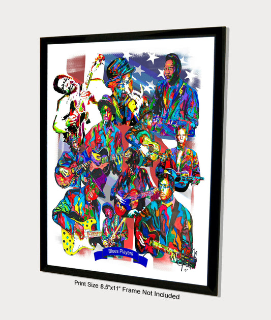 Blues Players BB King Robert Johnson Music Print Poster Wall Art 8.5x11