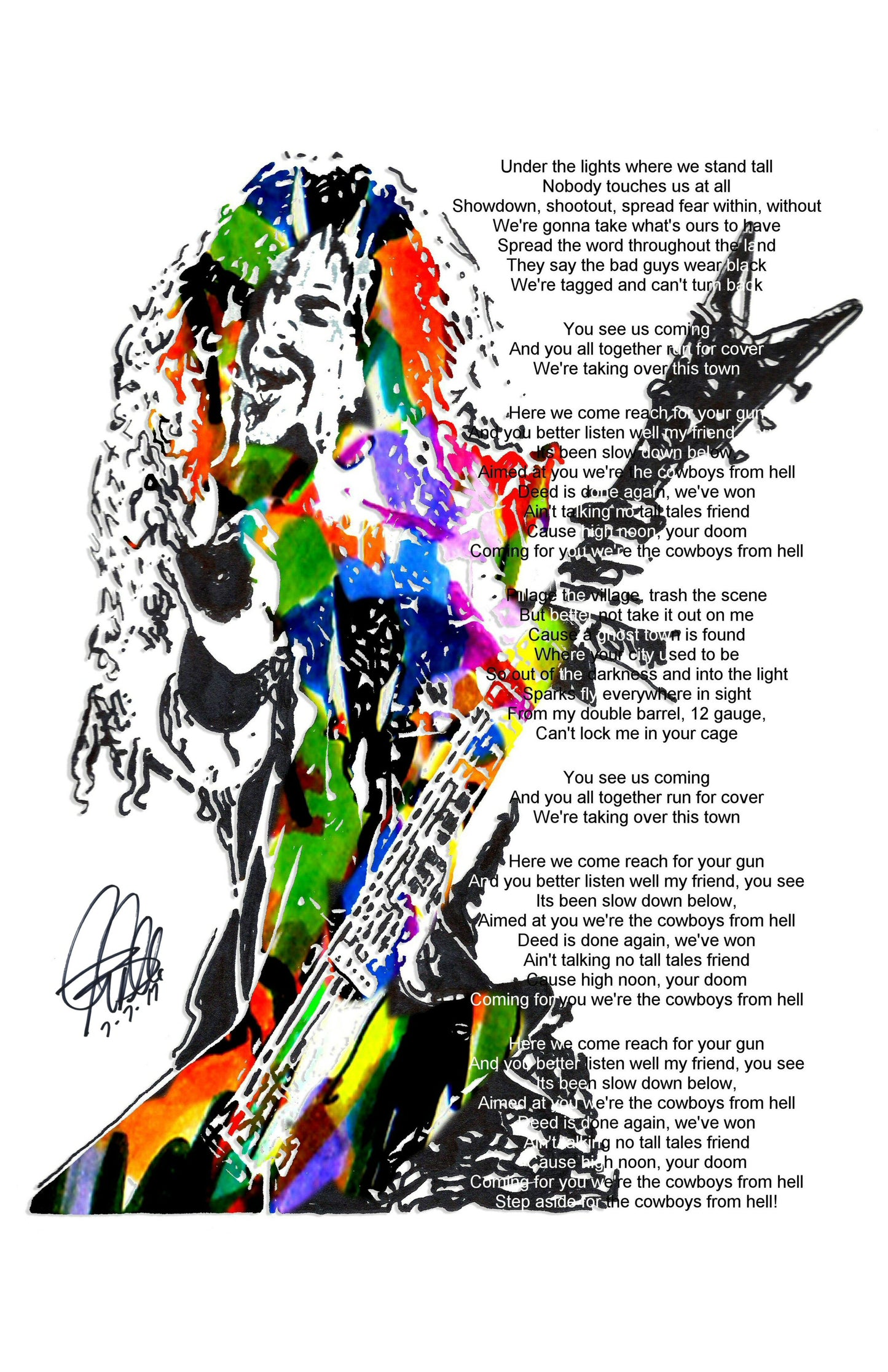 Dimebag Darrell Pantera Guitar Cowboys from Hell Print Poster Wall Art 11x17