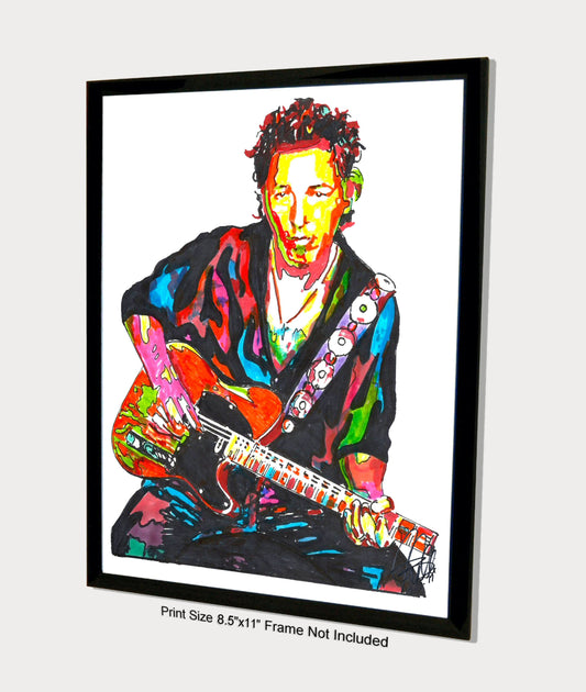 Bruce Springsteen Guitar Rock Music Print Poster Wall Art 8.5x11