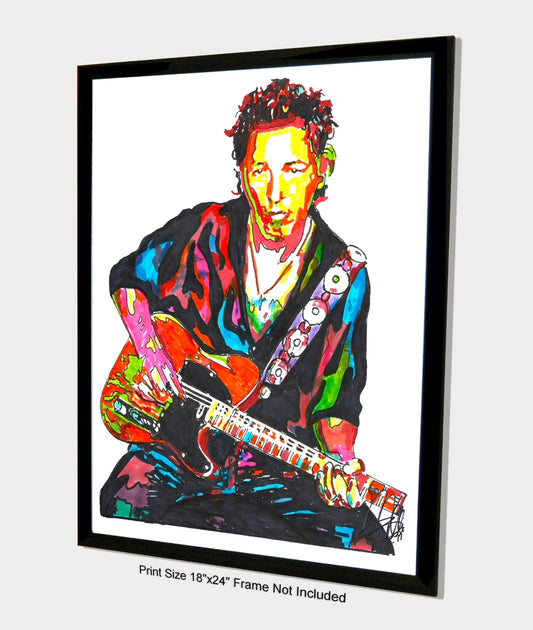 Bruce Springsteen Guitar Rock Music Print Poster Wall Art 18x24