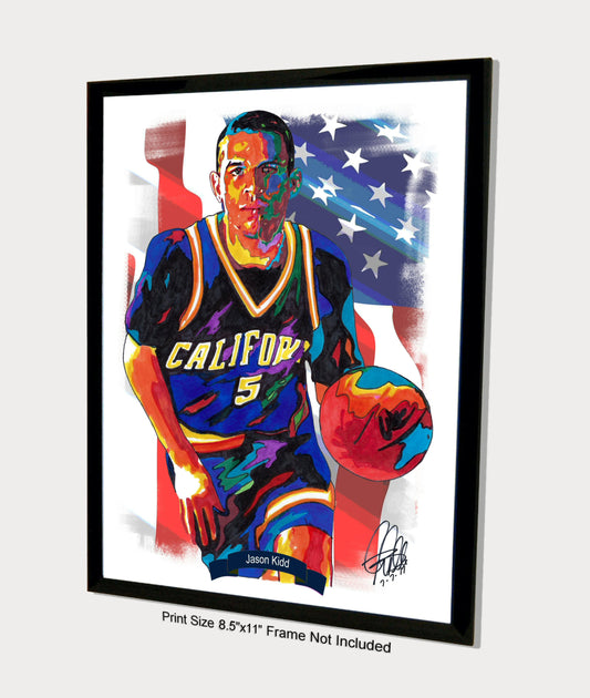 Jason Kidd California Golden Bears Basketball Poster Print Wall Art 8.5x11