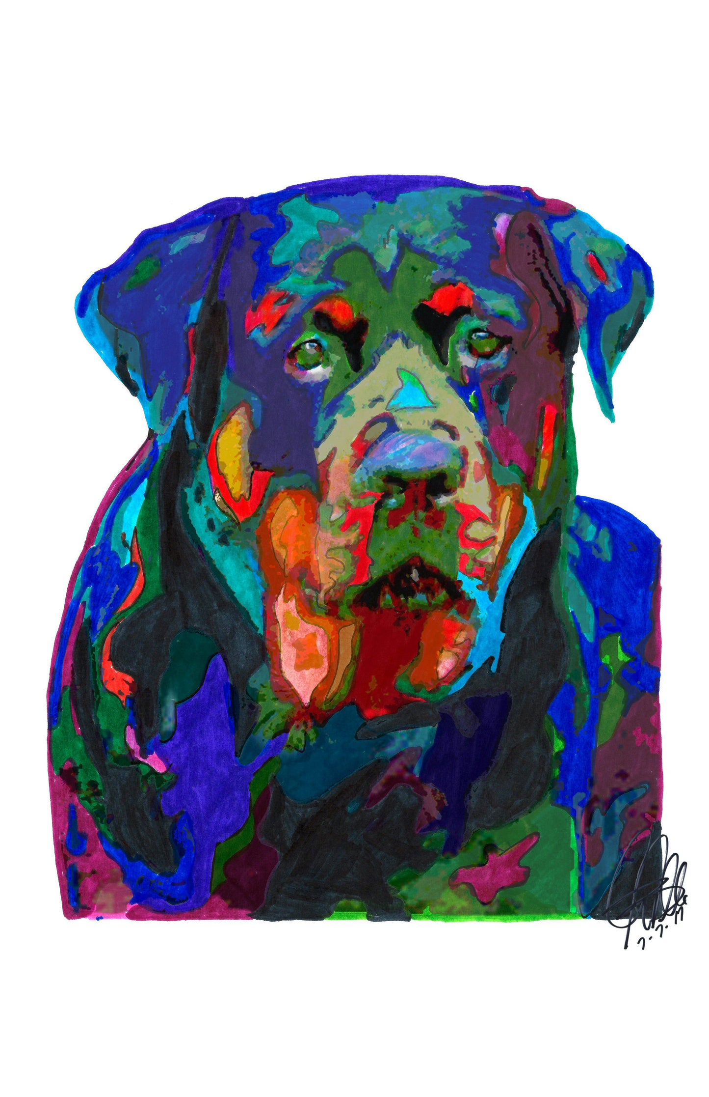 Rottweiler Pet Guard Dog Print Poster Wall Art 11x17