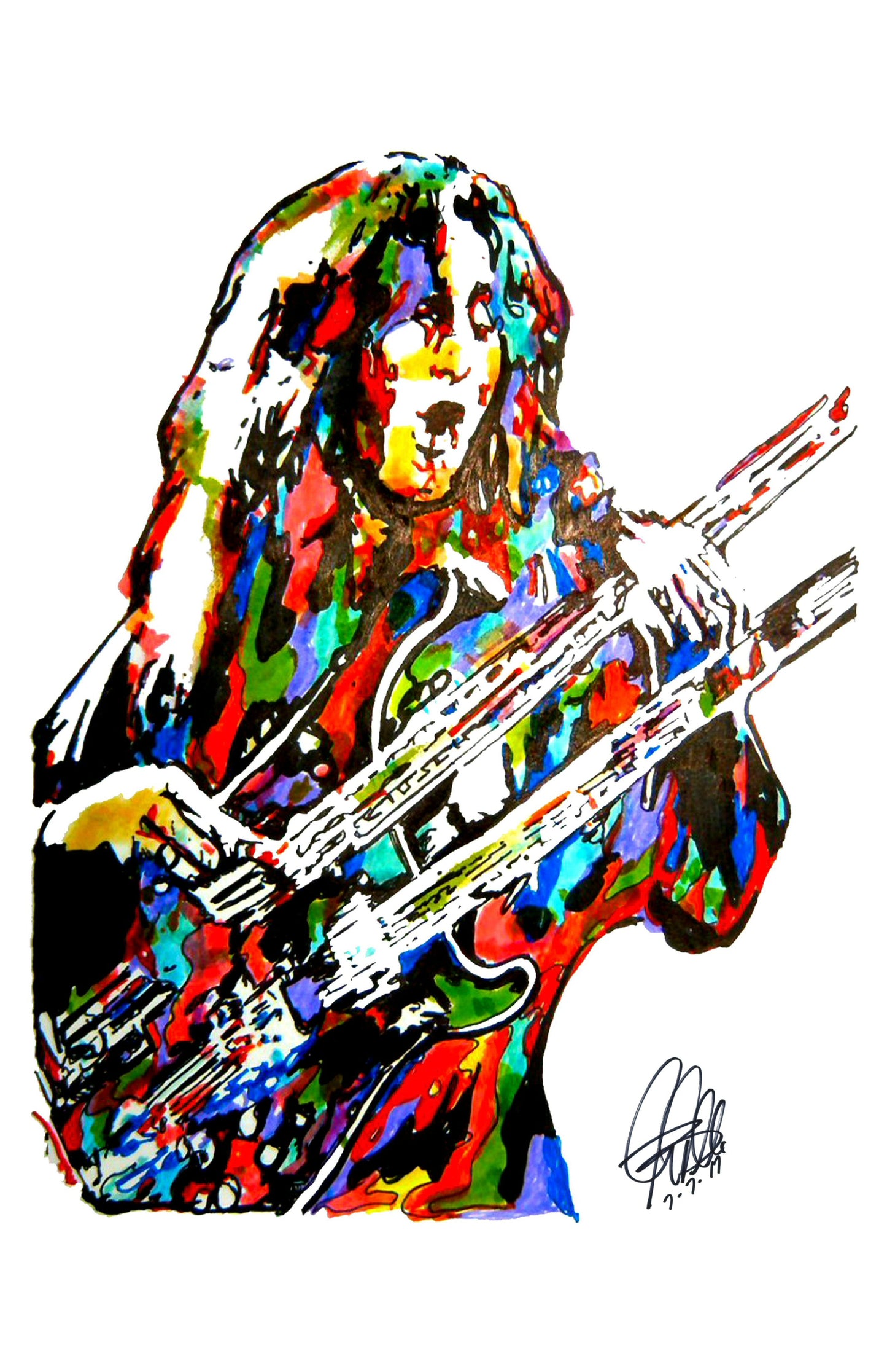 Geddy Lee Rush Bass Guitar Rock Music Poster Print Wall Art 11x17