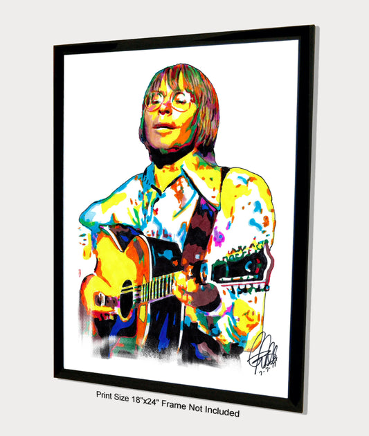 John Denver Singer Guitar Folk Rock Music Poster Print Wall Art 18x24