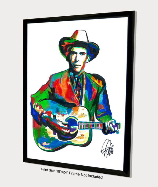 Hank Williams Guitar Singer Country Music Poster Print Wall Art 18x24