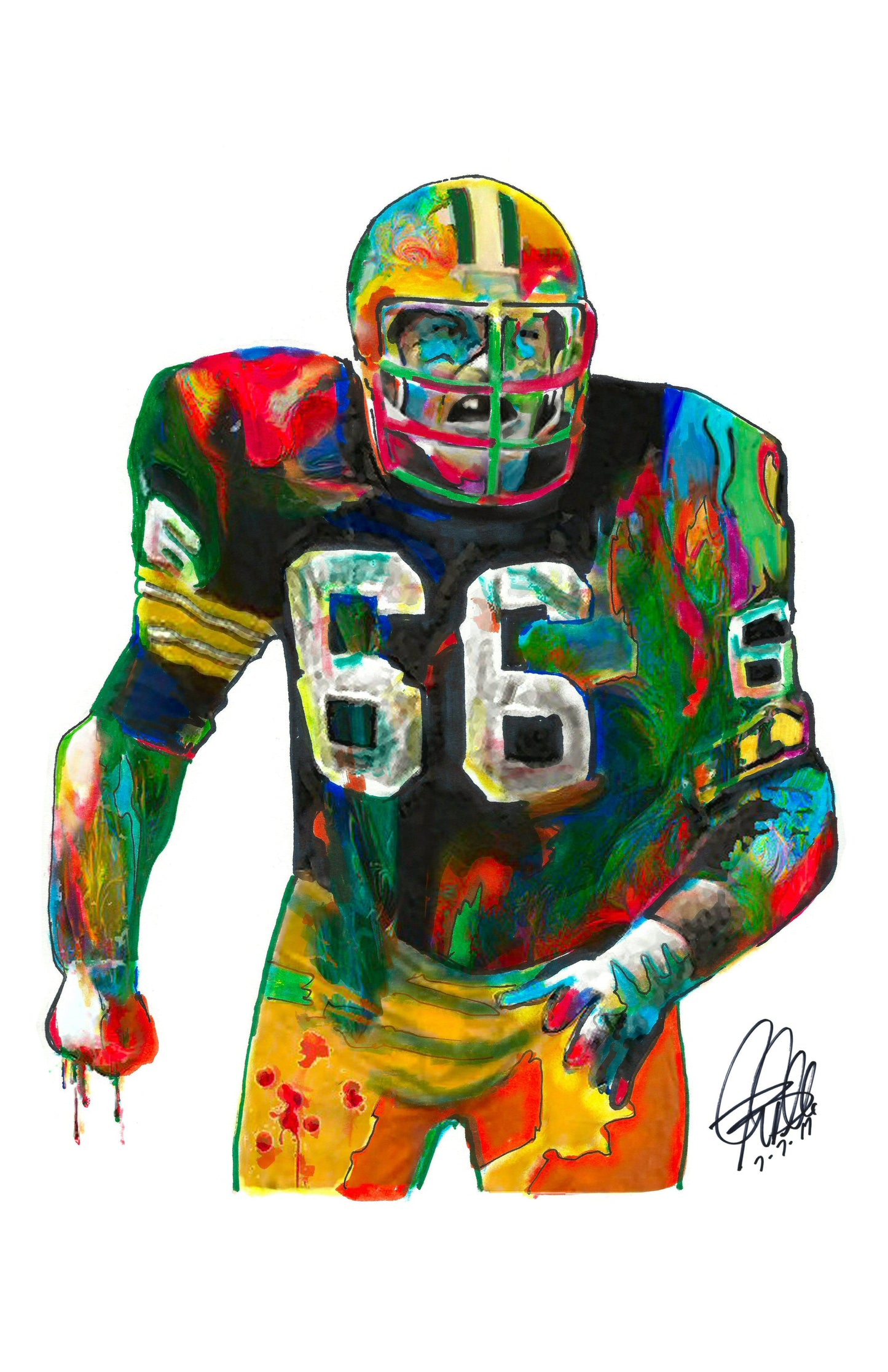 Ray Nitschke Green Bay Packers Linebacker Football Poster Print Wall Art 11x17