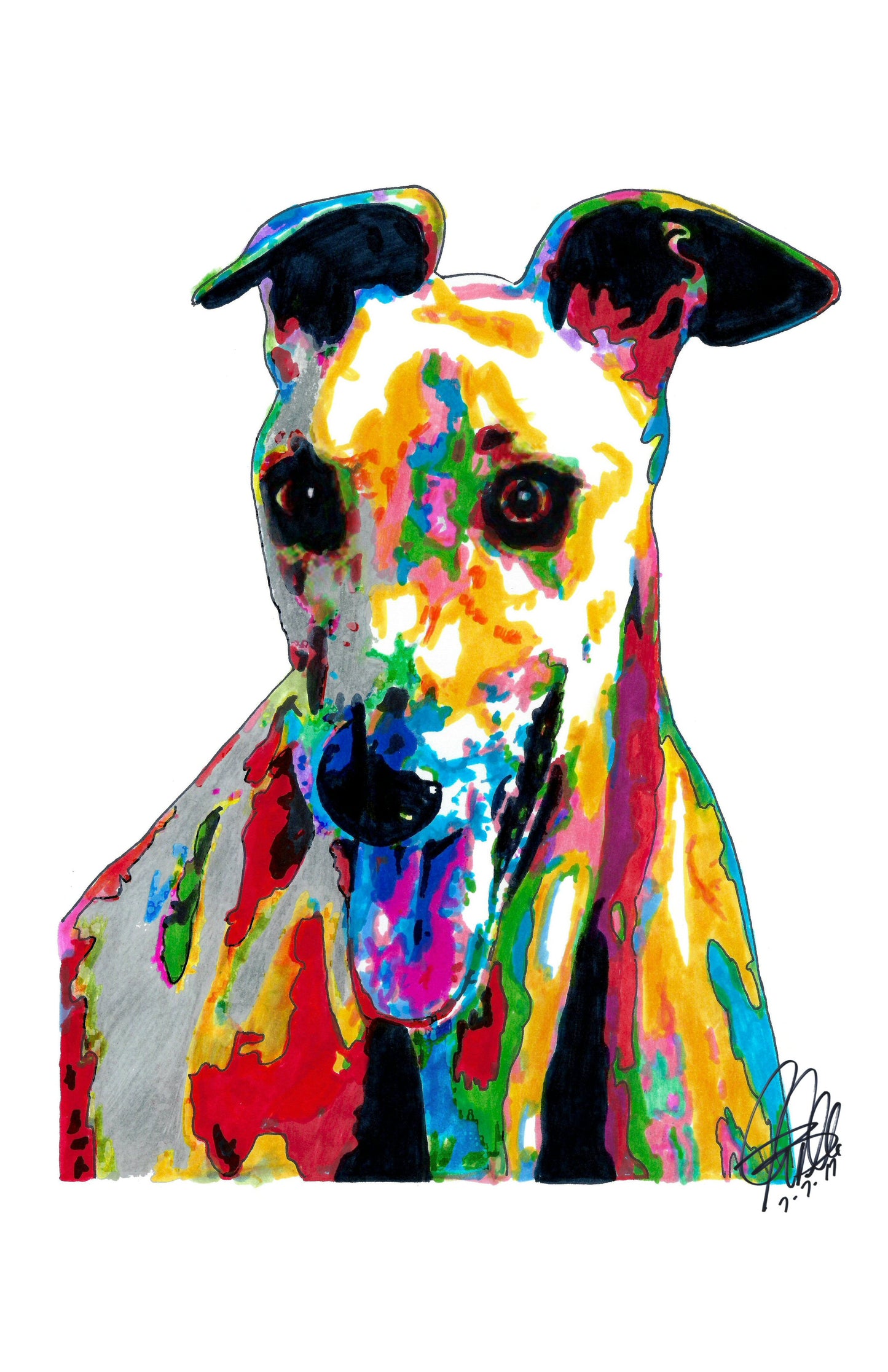Greyhound Sighthound Race Dog Print Poster Wall Art 11x17