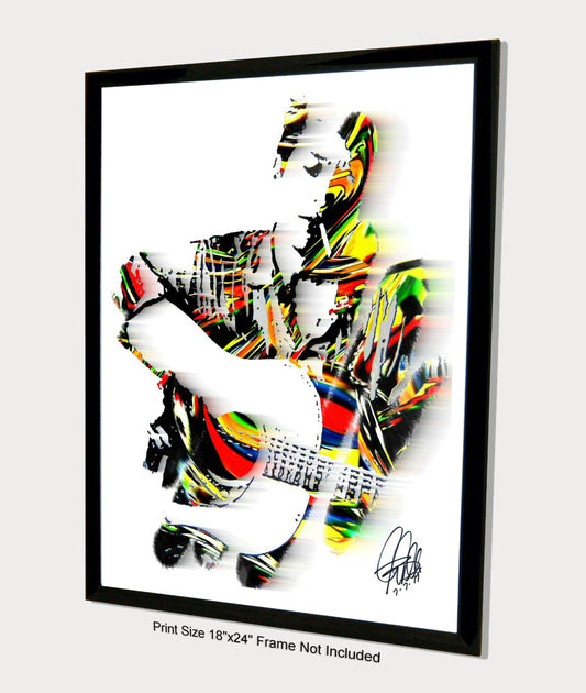 Bob Dylan Guitar Folk Rock Pop Music Poster Print Wall Art 18x24
