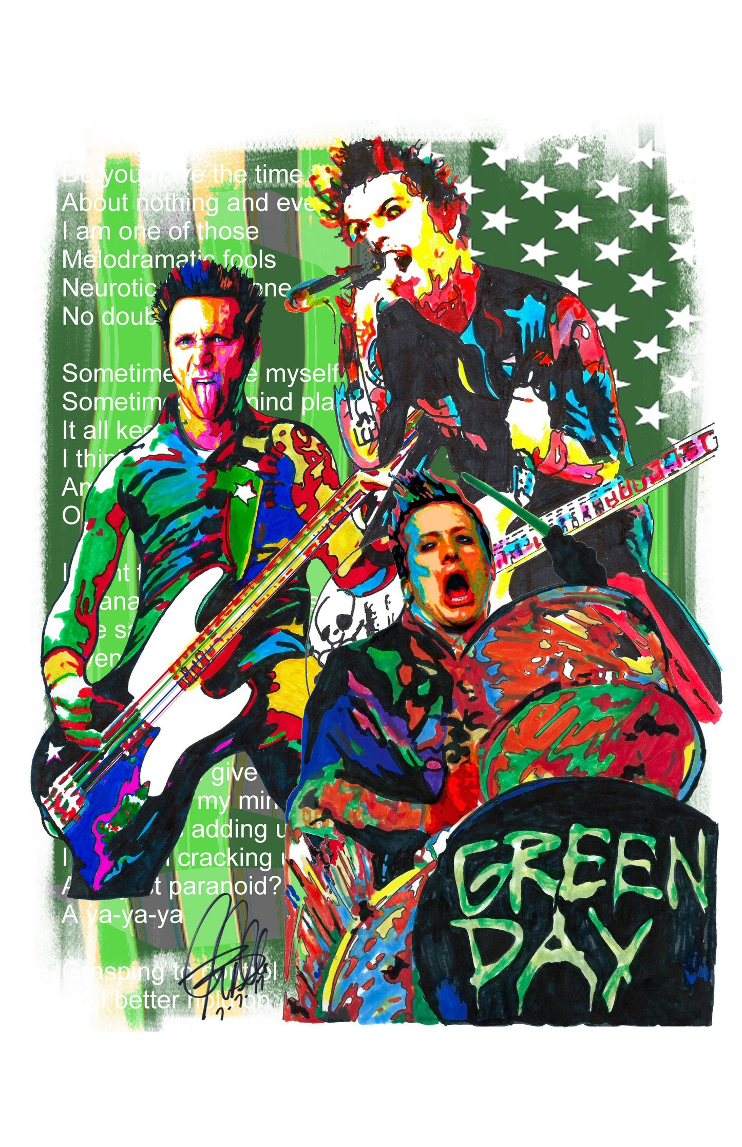 Green Day Punk Rock Poster Print Wall Art 11x17