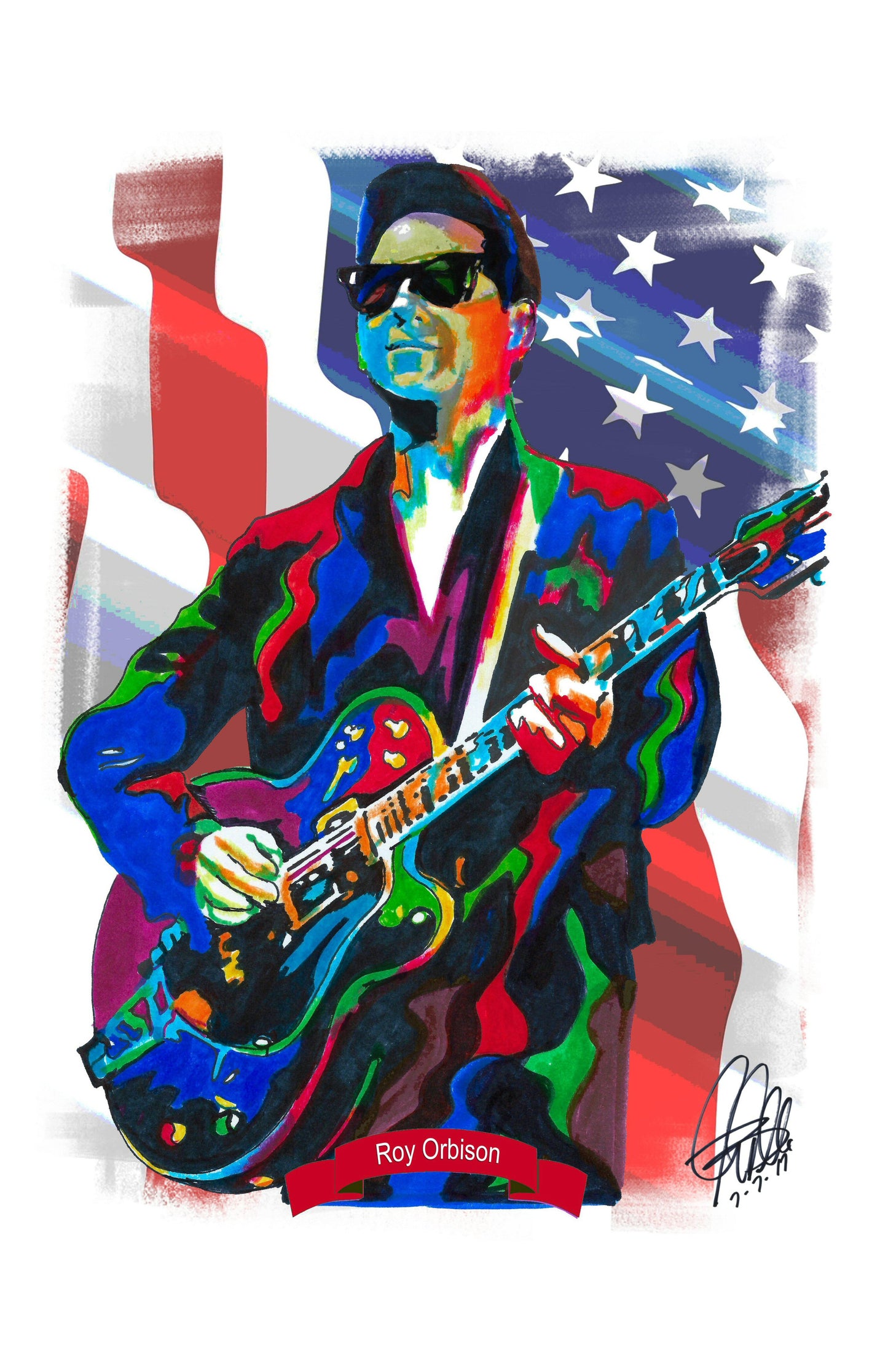 Roy Orbison Singer Guitar Music Poster Print Wall Art 11x17