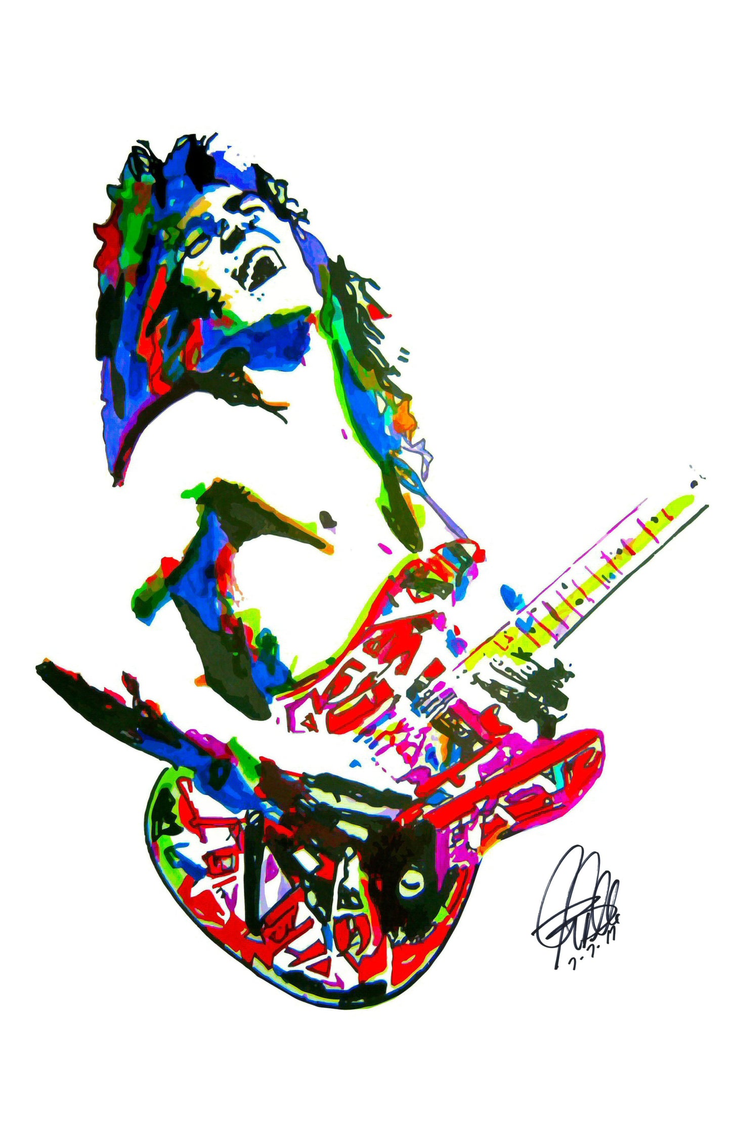 Eddie Van Halen Guitar Hard Rock Music Poster Print Wall Art 11x17