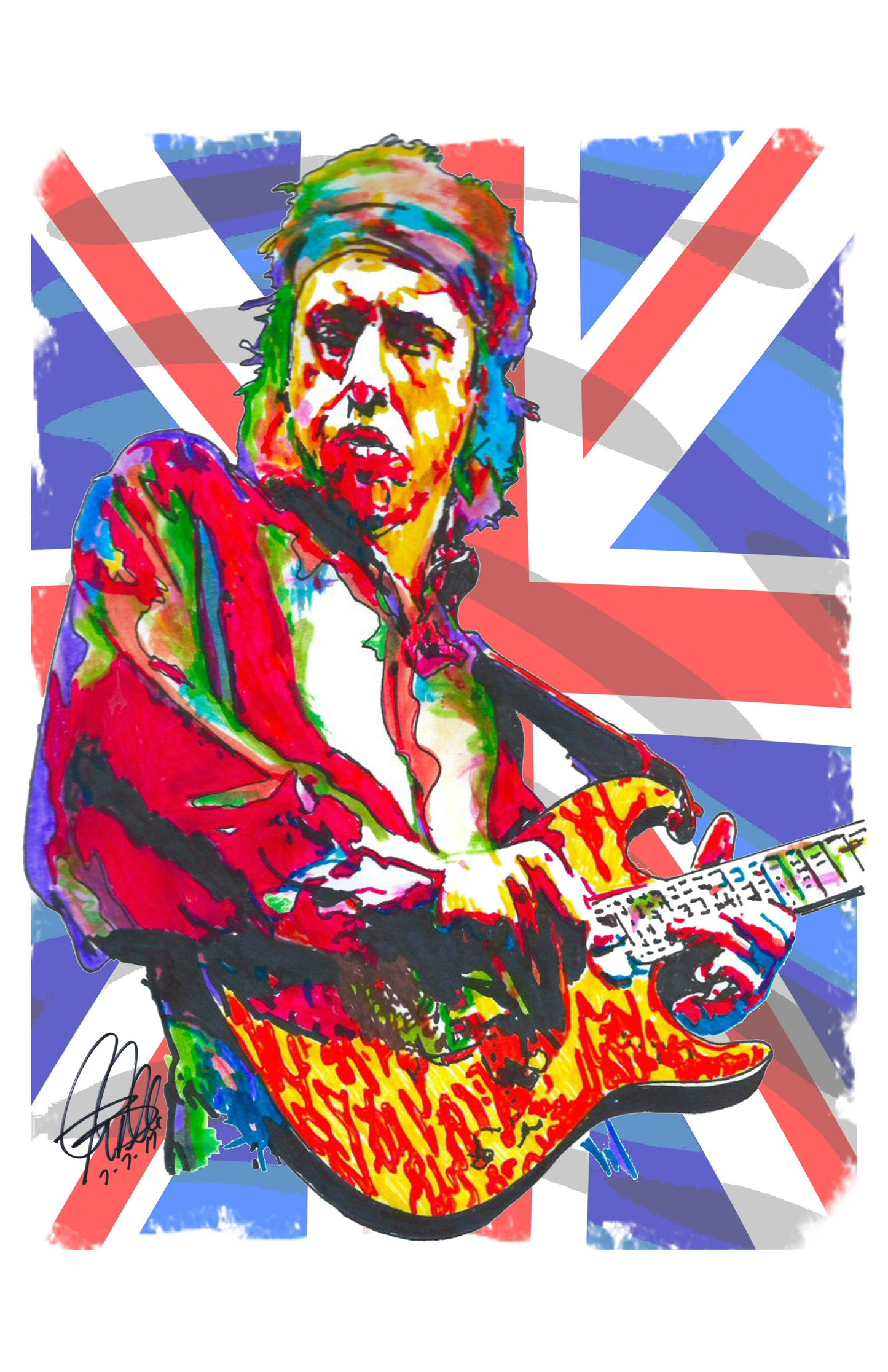 Mark Knopfler Dire Straits Guitar Rock Music Poster Print Wall Art 11x17
