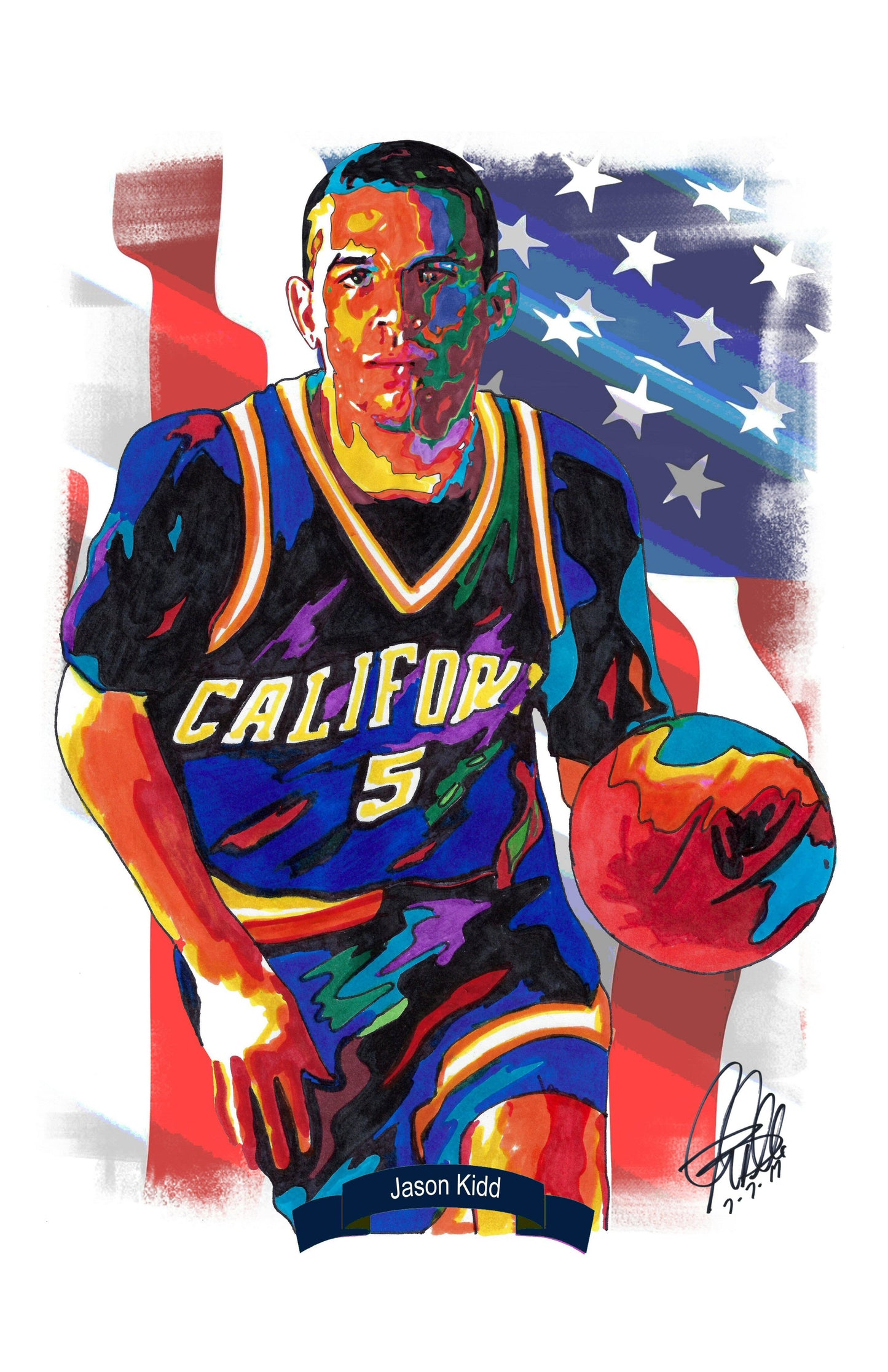 Jason Kidd California Golden Bears Basketball Poster Print Wall Art 11x17