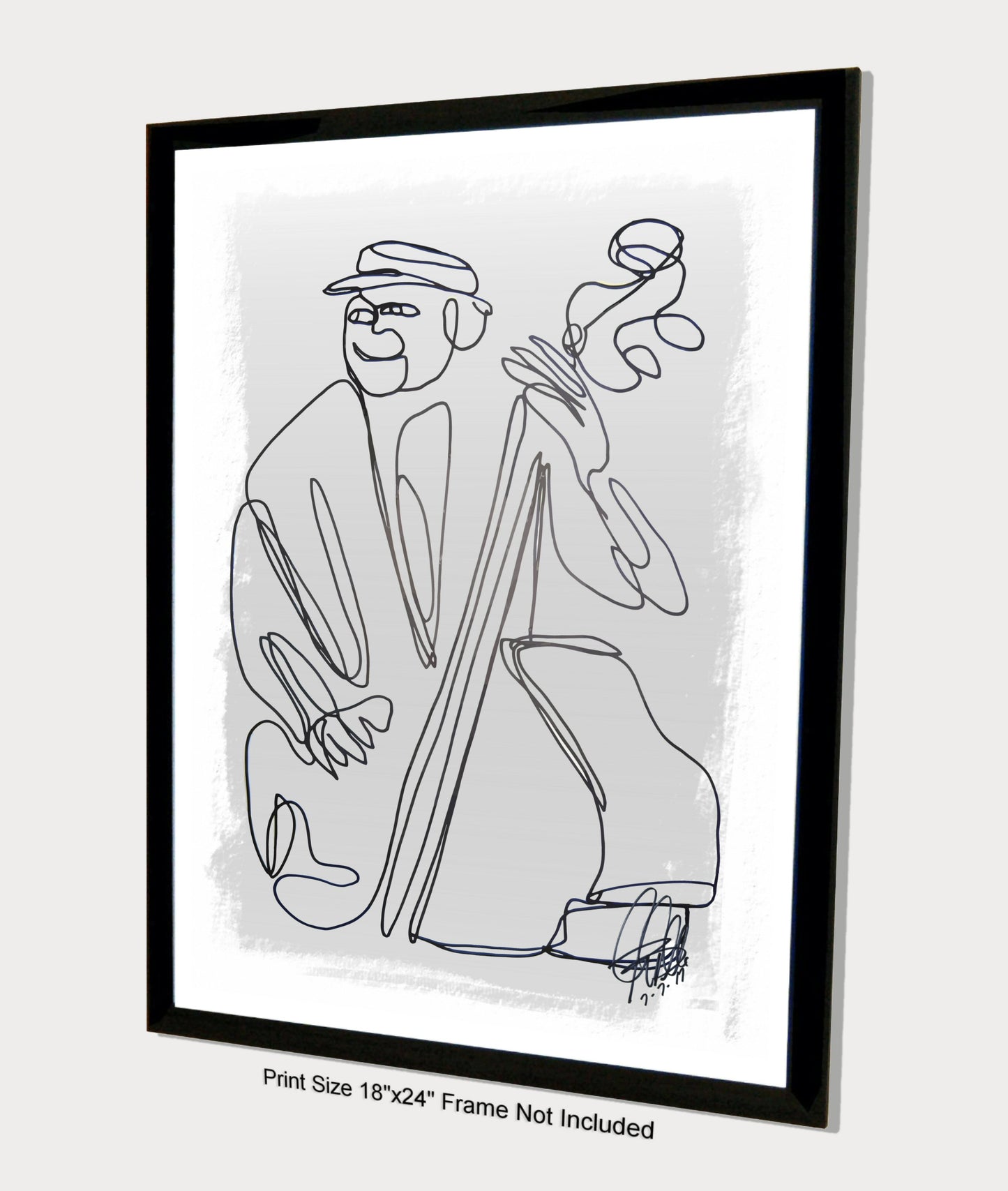 Upright Bass Player Jazz Music Poster Print Wall Art 18x24