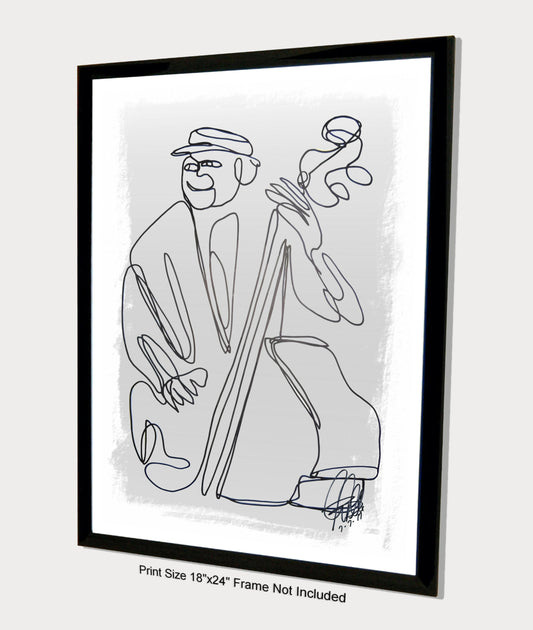 Upright Bass Player Jazz Music Poster Print Wall Art 18x24