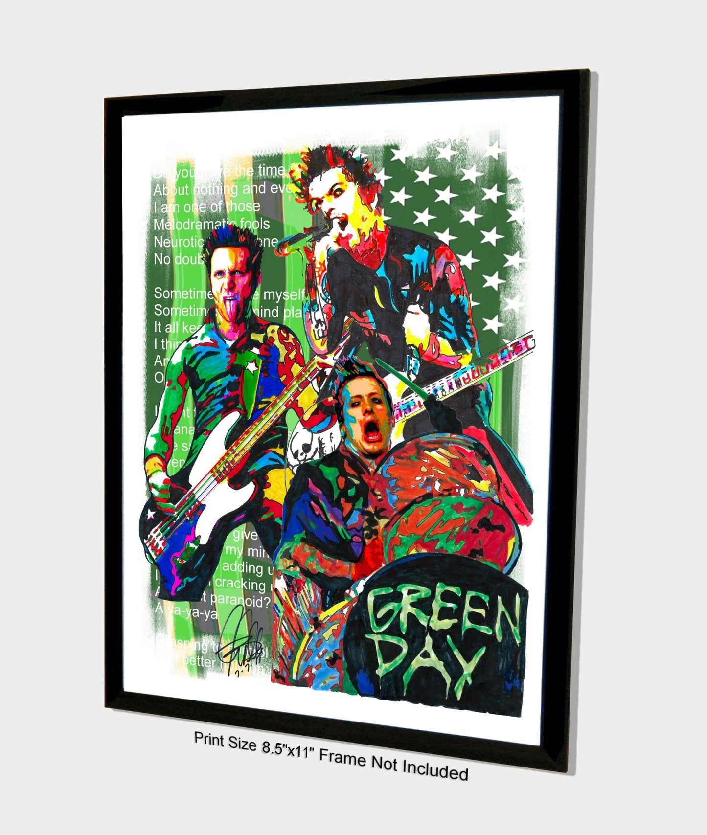 Green Day Punk Rock Poster Print Wall Art 8.5x11