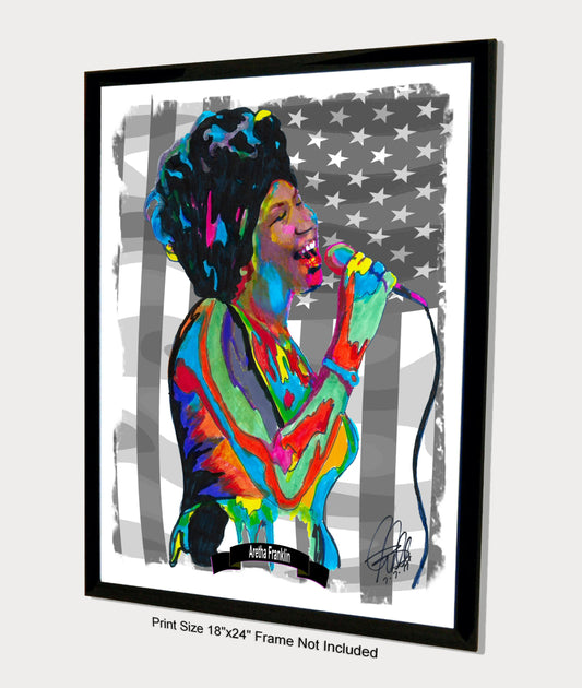 Aretha Franklin Singer Piano Soul Gospel R&B Music Poster Print Wall Art 18x24