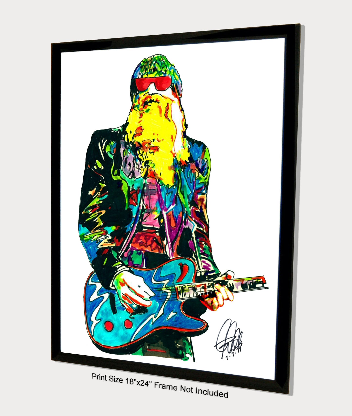 Billy Gibbons ZZ Top Guitar Rock Music Poster Print Wall Art 18x24