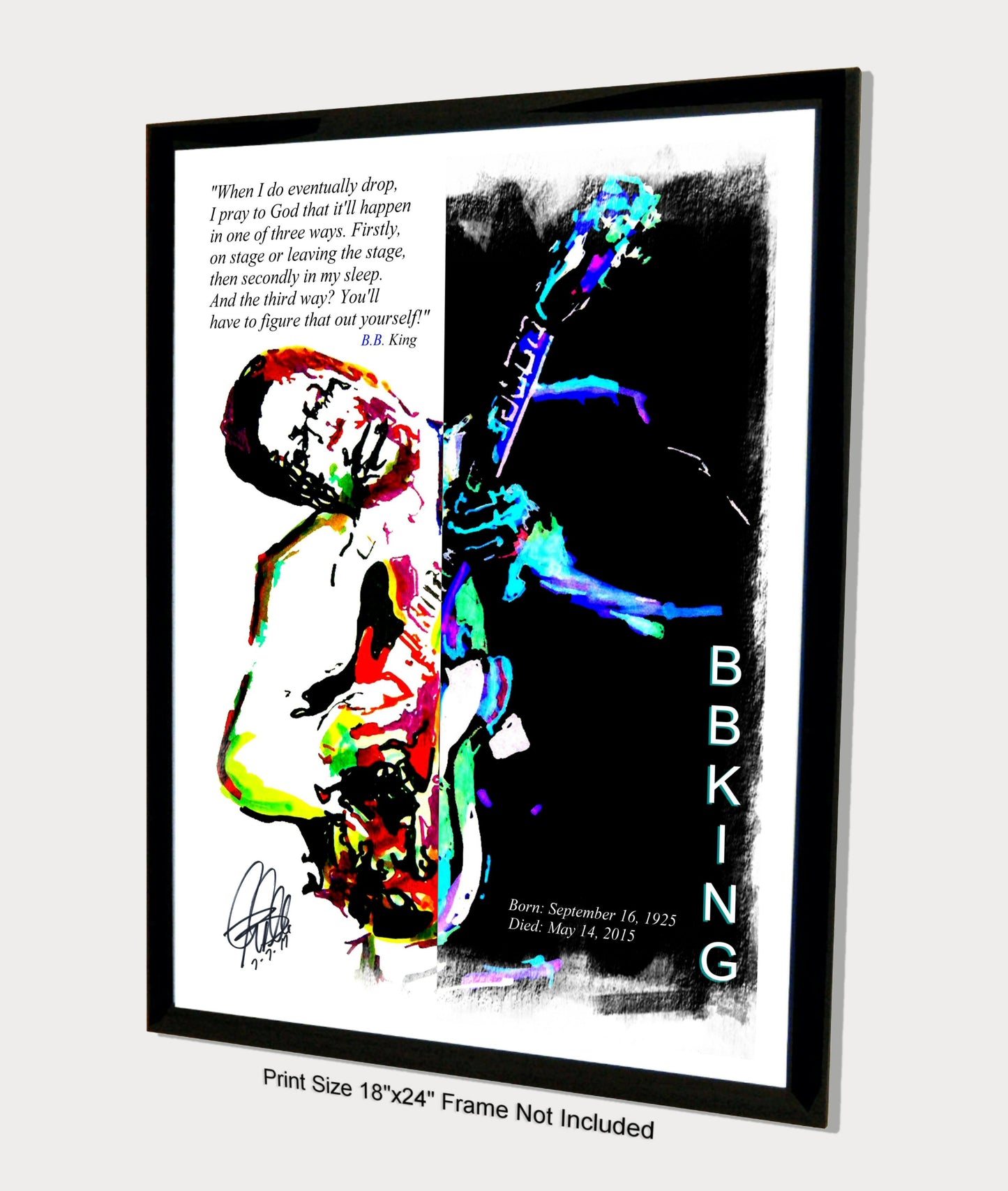 BB King Singer Blues Rock Guitar Music Poster Print Wall Art 18x24