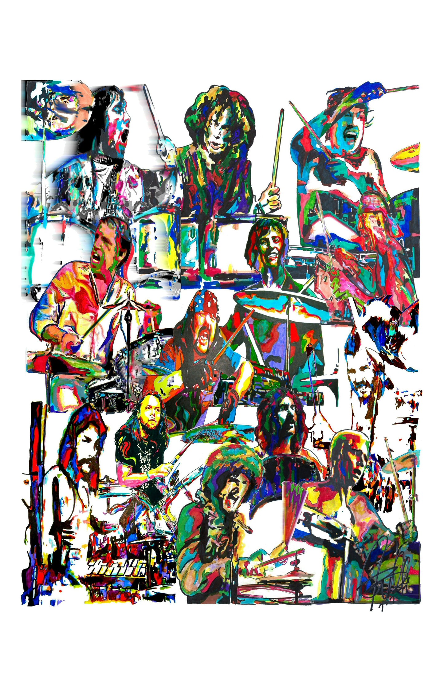 Drummers John Bonham Buddy Rich Keith Moon Ringo Music Poster Print 11x17