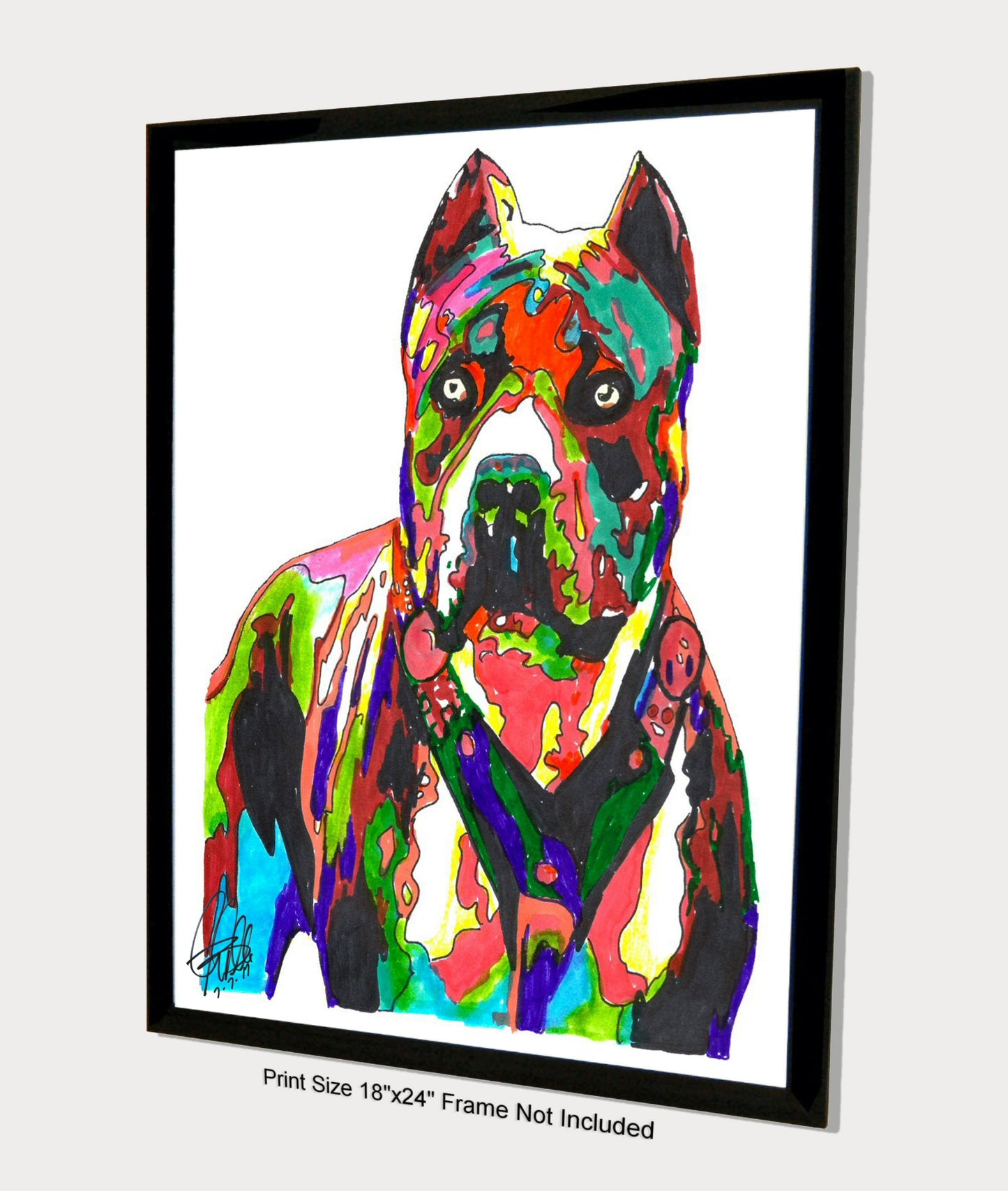 Pit Bull Pet Watch Dog Print Poster Wall Art 18x24
