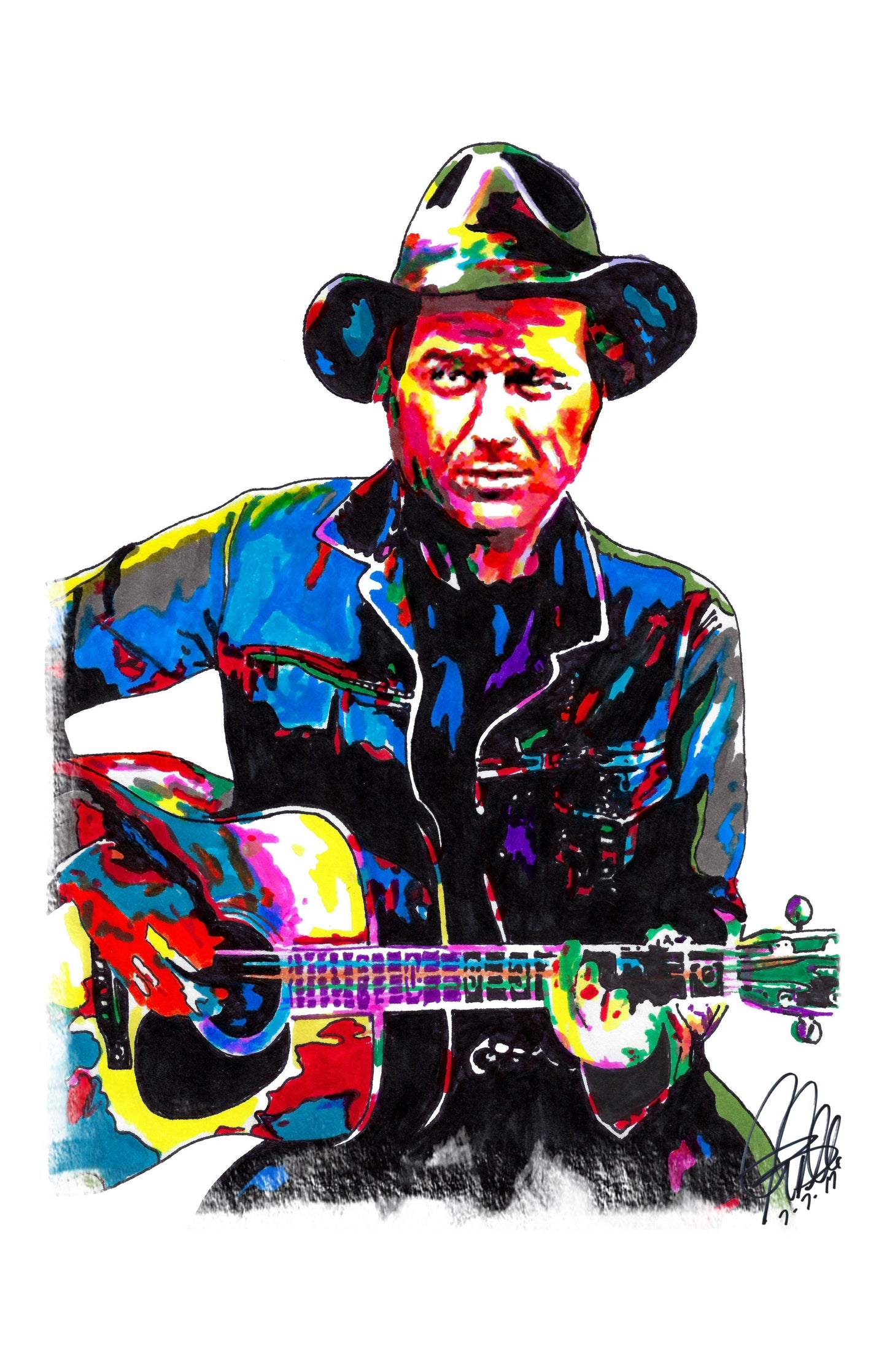 Jerry Jeff Walker Singer Guitar Country Music Poster Print Wall Art 11x17