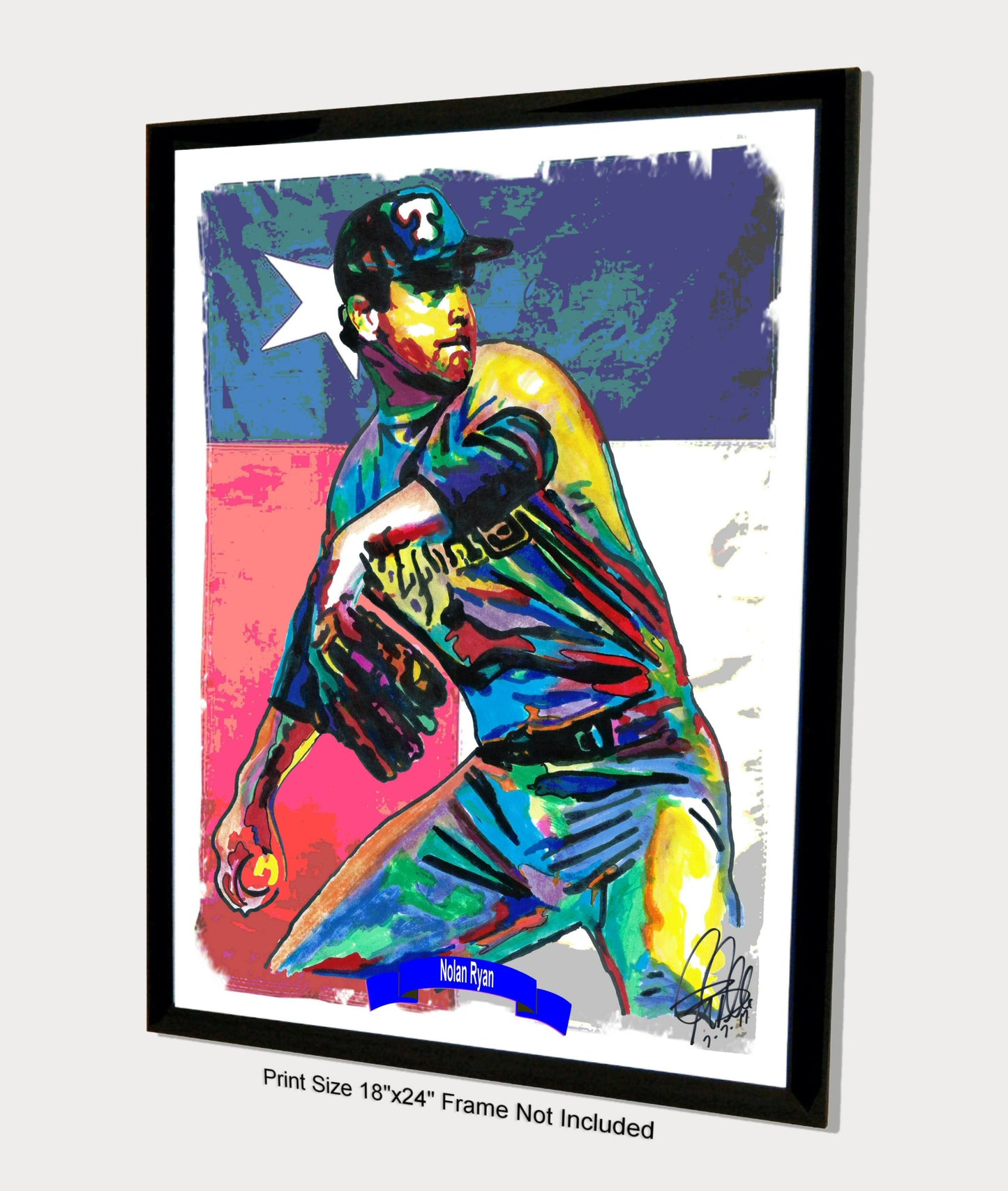 Nolan Ryan Texas Rangers Pitcher Baseball Poster Print Wall Art 18x24