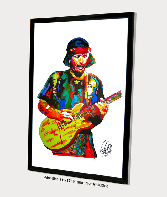 Carlos Santana Guitar Rock Music Print Poster Wall Art 11x17