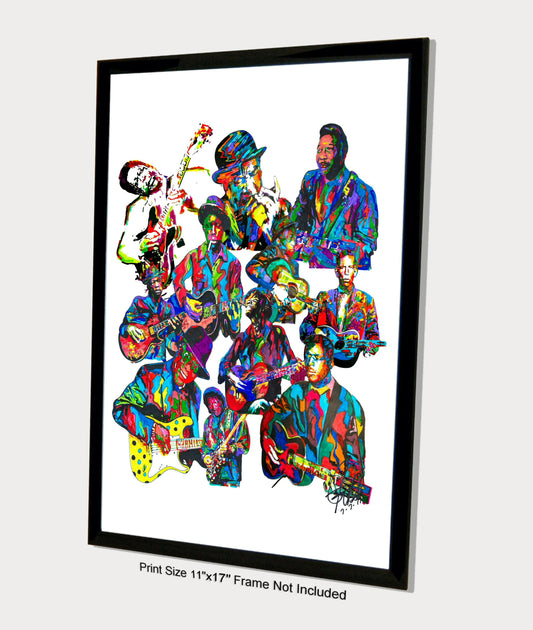 Blues Players Robert Johnson Buddy Guy Music Print Poster Wall Art 11x17