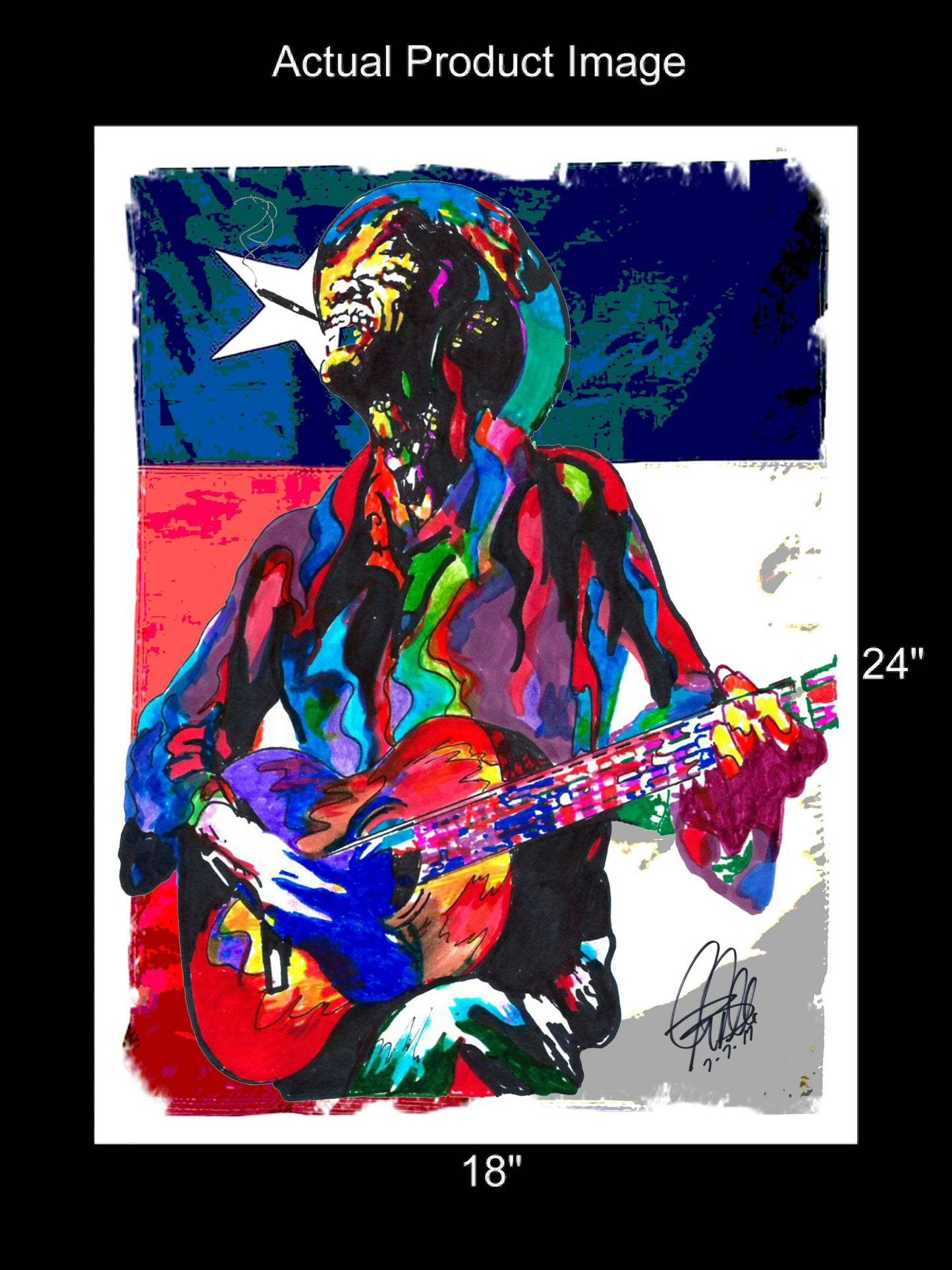 Lightnin Hopkins Guitar Texas Blues Music Poster Print Wall Art 18x24
