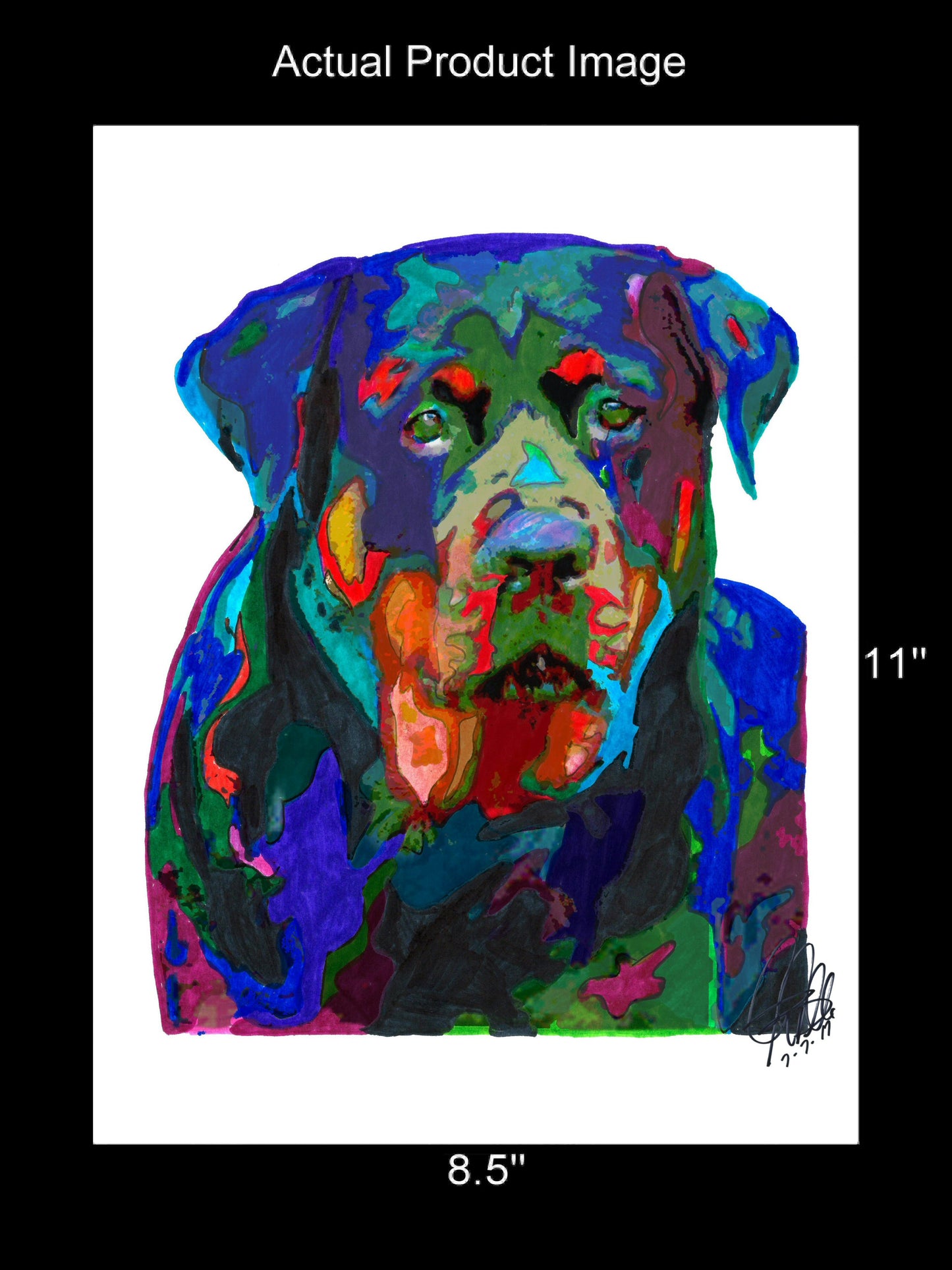 Rottweiler Pet Guard Dog Print Poster Wall Art 8.5x11