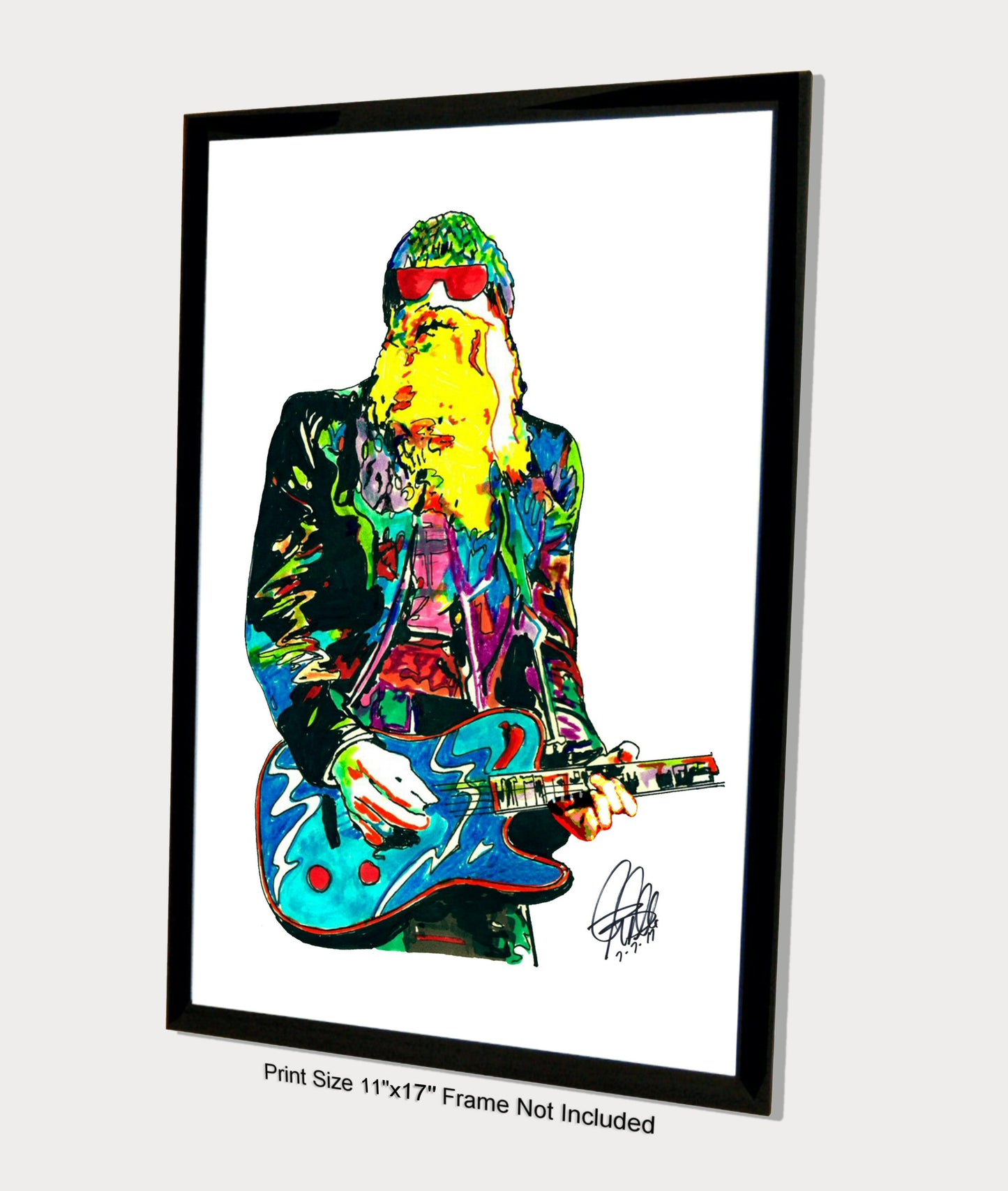 Billy Gibbons ZZ Top Guitar Rock Music Poster Print Wall Art 11x17