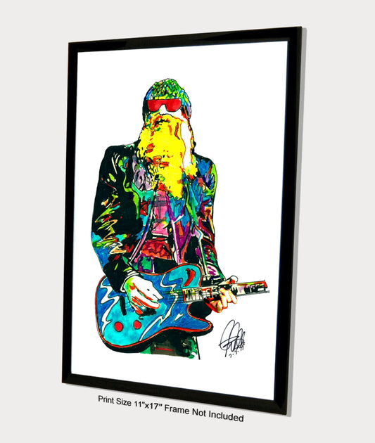 Billy Gibbons ZZ Top Guitar Rock Music Poster Print Wall Art 11x17