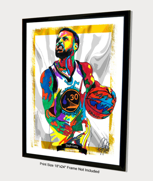 Steph Curry Golden State Warriors Basketball Poster Print Wall Art 18x24