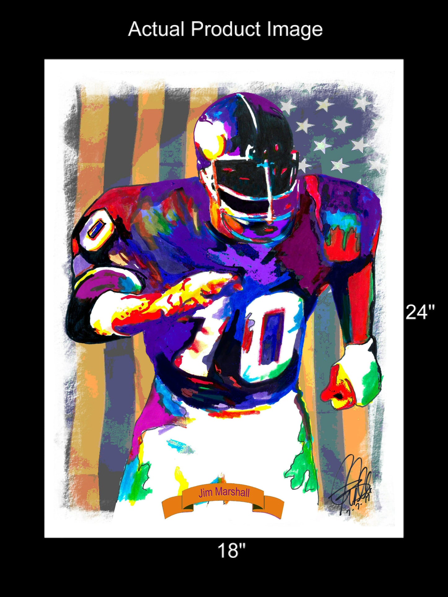 Jim Marshall Minnesota Vikings Football Poster Print Wall Art 18x24