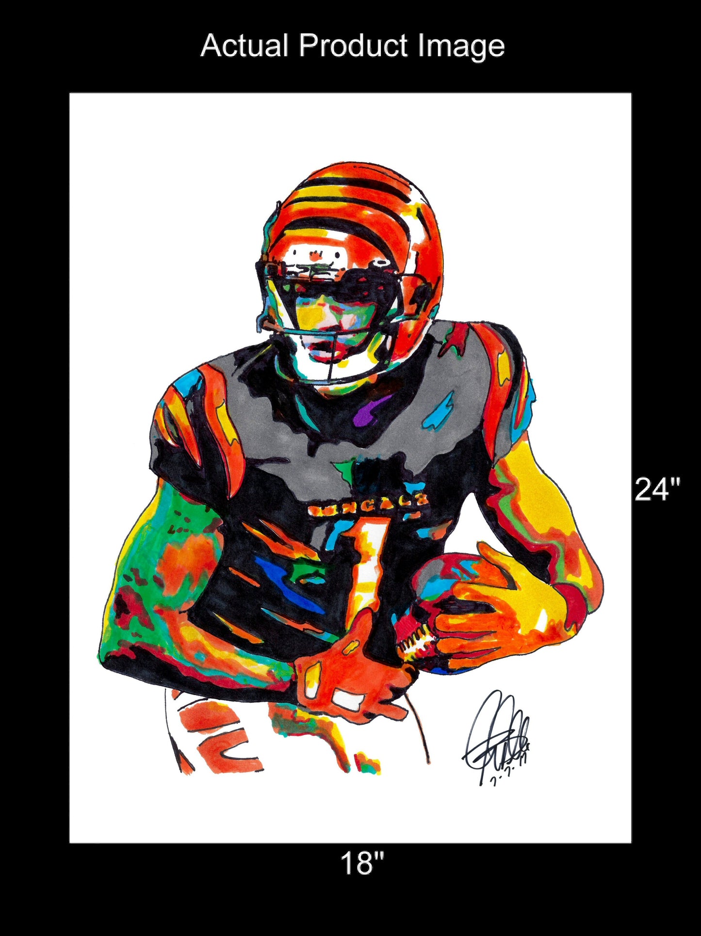 Ja'Marr Chase Cincinnati Bengals Football Sports Poster Print Wall Art 18x24