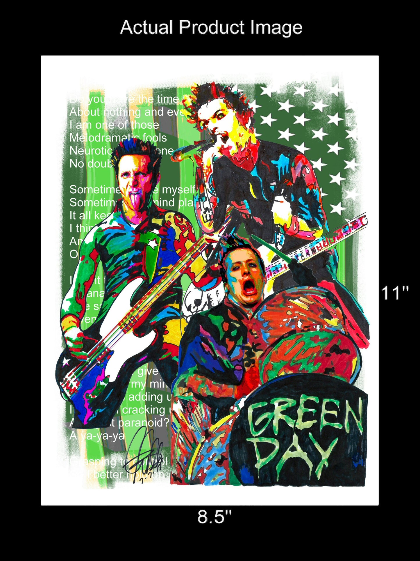 Green Day Punk Rock Poster Print Wall Art 8.5x11