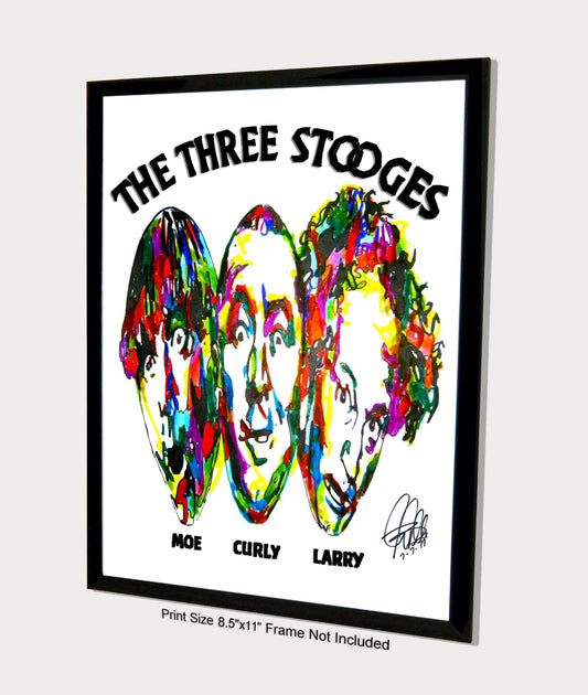 The Three Stooges Moe Larry Curly Slapstick Print Poster Wall Art 8.5x11
